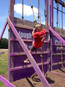 Ken climbing down the rope at The Mudderella in Clarksburg, Maryland